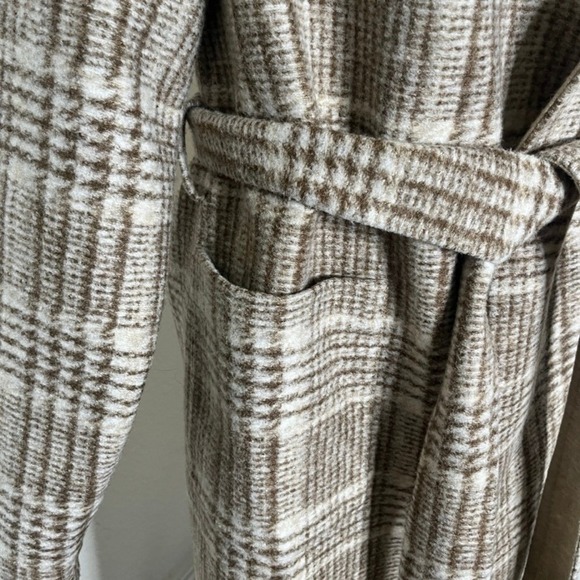 CLOSED Plaid Belted Shawl Collar Long Wool Blend Coat in Golden Wood M MSRP 995 - Picture 8 of 12
